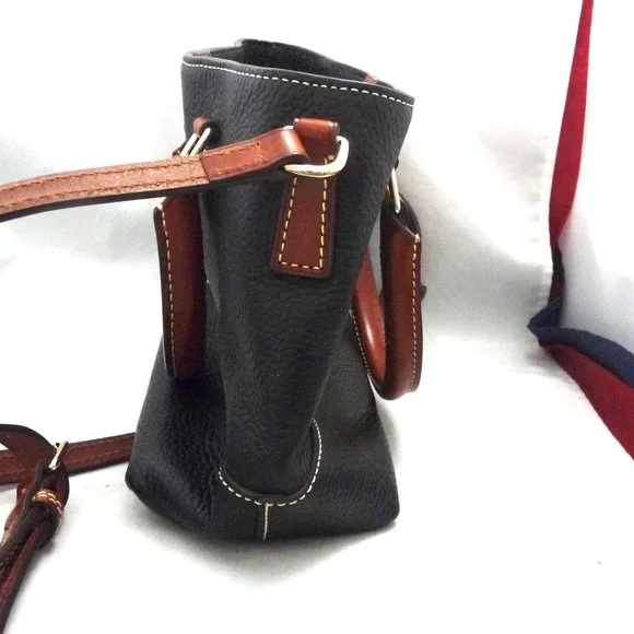 Dooney and Bourke Pebble Black Brown Chelsea Shopper leather Satchel Tote Bag